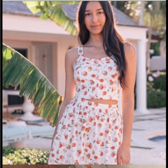 Gal Meets Glam Crop Top Tank Pleated Fruit Orange and White size 6 - Picture 1 of 10